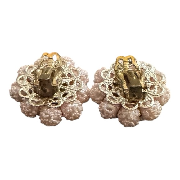 Vintage Japan Pink Textured Bead Earrings - Picture 5 of 5